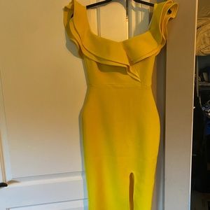 Yellow strapless cocktail Dress